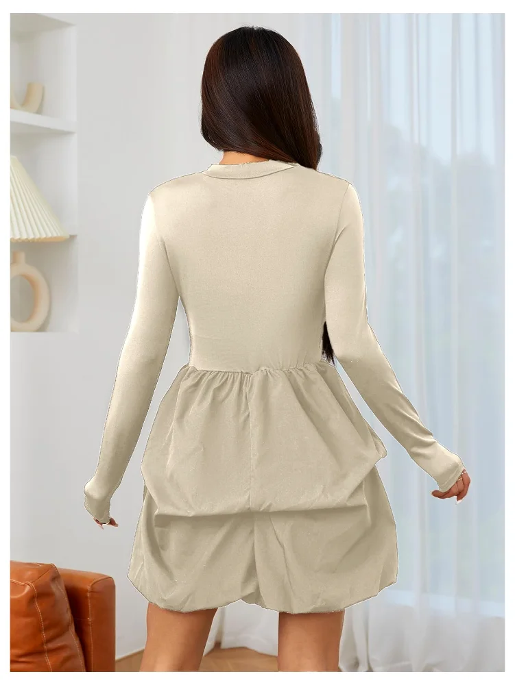 MAKEMECHIC Long Sleeve Ruffle Mock Mini Dress, view 2