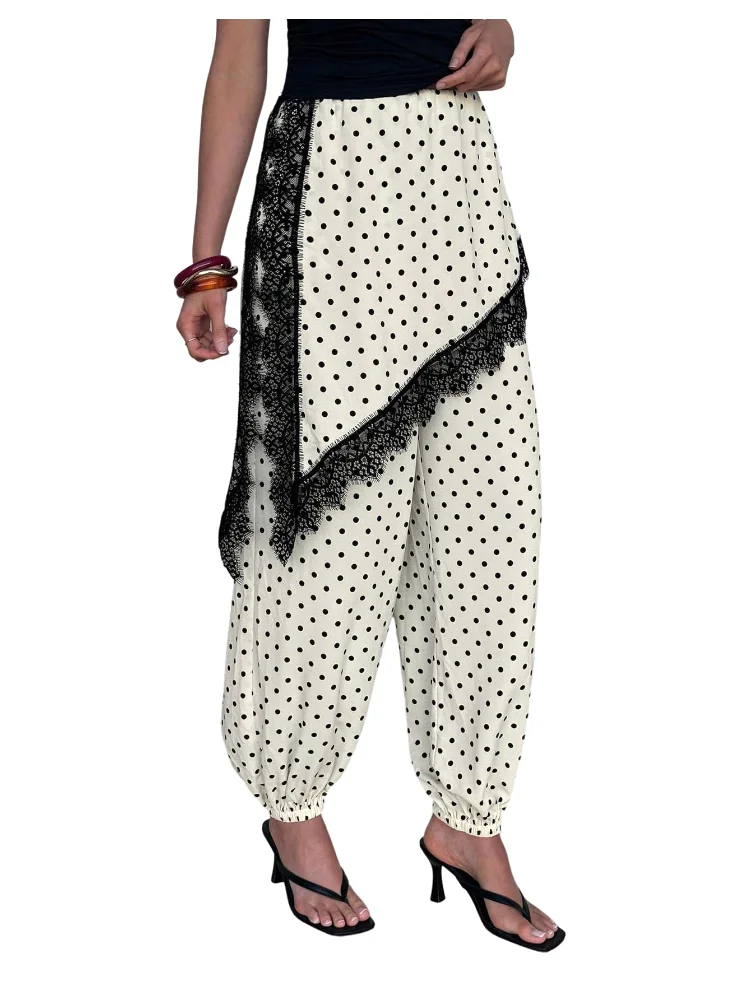 MAKEMECHIC Polka Dot Lace High Waist Skirt