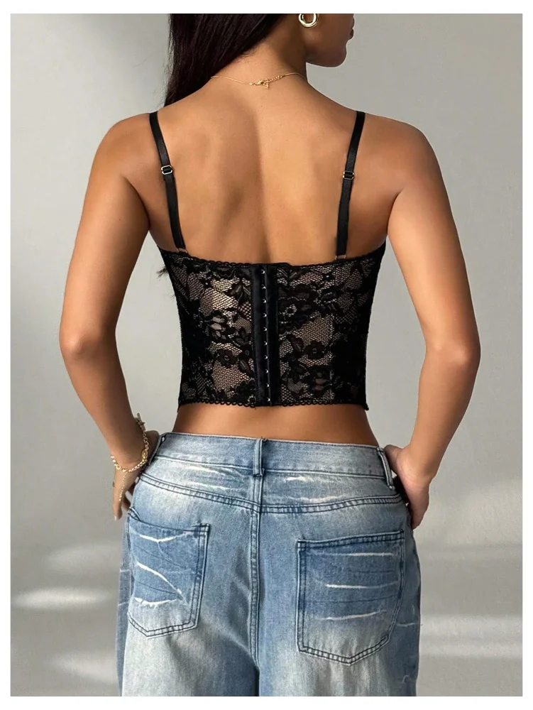MAKEMECHIC Lace Bustier Crop Top, view 2