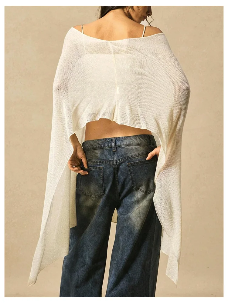 MAKEMECHIC Off The Shoulder Sheer Lightweight Sweater, view 3