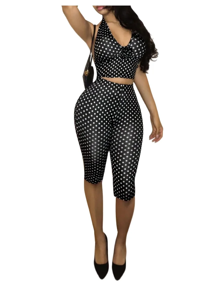 MAKEMECHIC Polka Dot Capri Pants Set