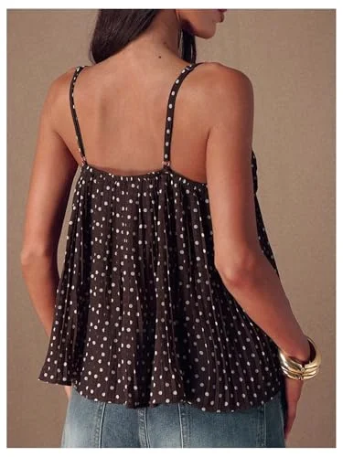 MAKEMECHIC Polka Dot Babydoll Peplum Tank Top, view 3