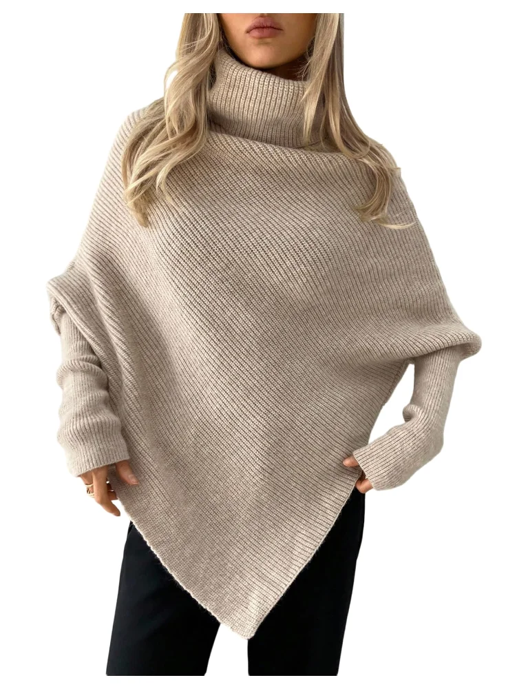 MAKEMECHIC Turtleneck Cape Rib Sweater