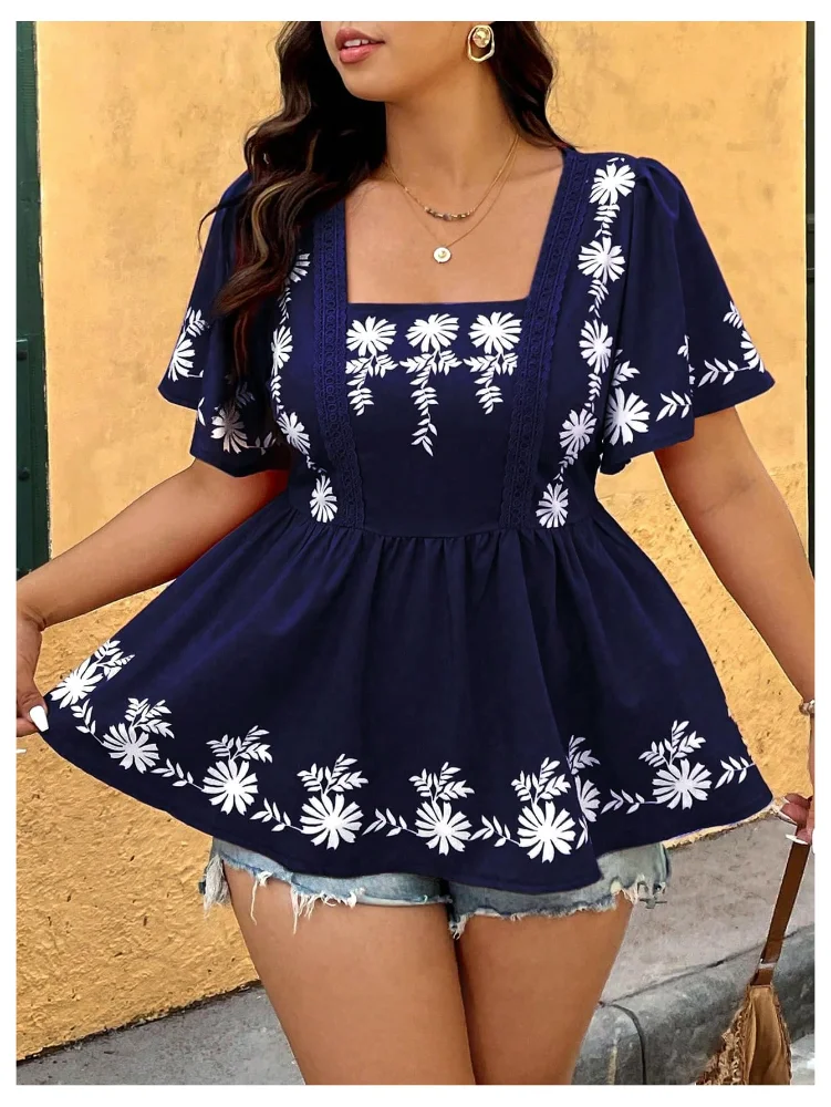 MAKEMECHIC Floral Peplum Blouse, view 3