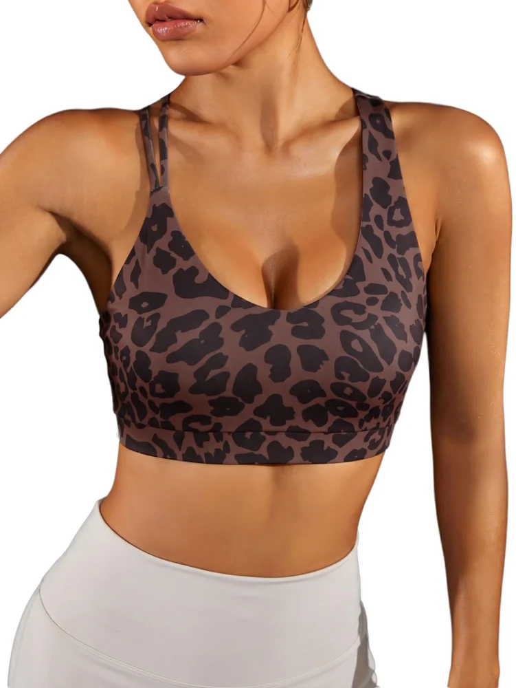 MAKEMECHIC Sports Leopard Print Yoga Bra