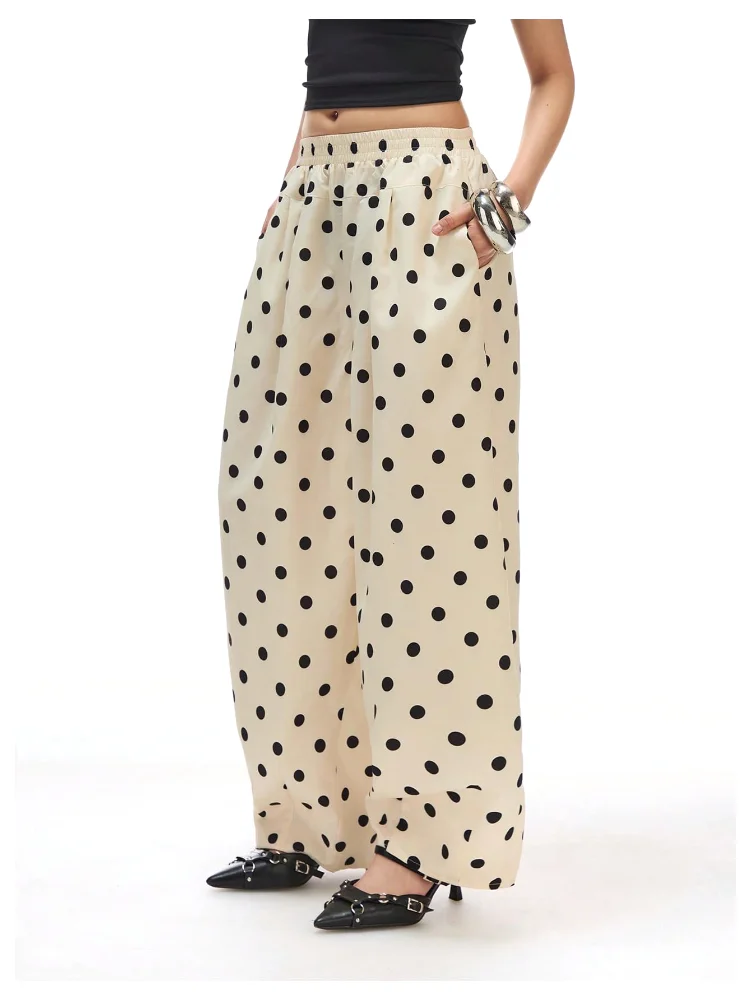 MAKEMECHIC Polka Dot Wide Leg High Waisted Pants, view 2