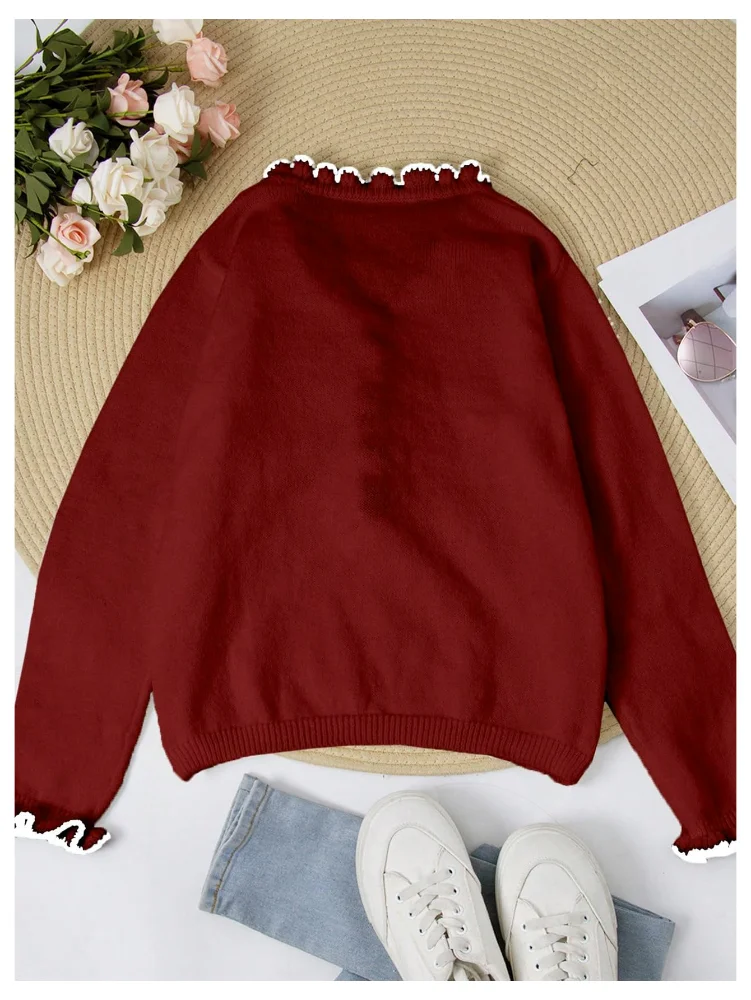 MAKEMECHIC Long Sleeve Ruffle Knit Sweater, view 2