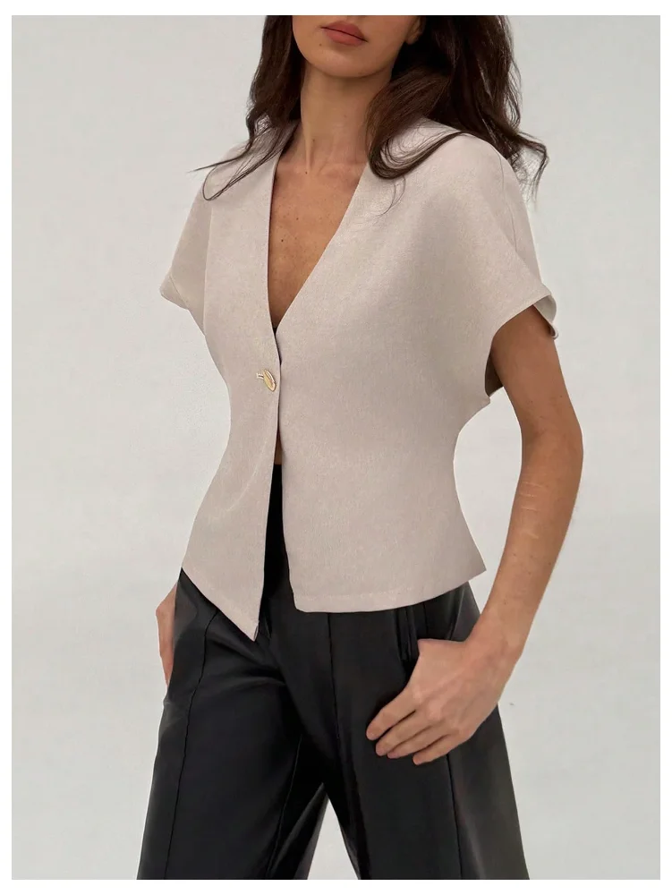 MAKEMECHIC V-Neck Blazer Single Jacket, view 2