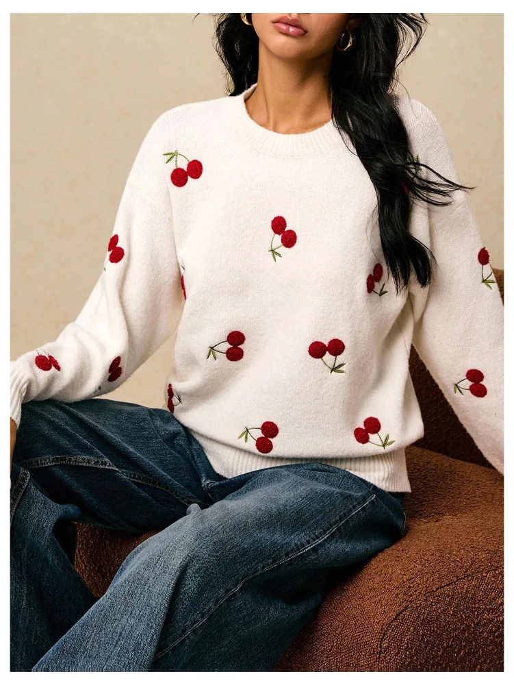 MAKEMECHIC Cherry Embroidery Sweater, view 2