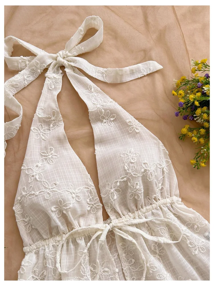 MAKEMECHIC Floral Embroidery Tie Front Shorts Set, view 3