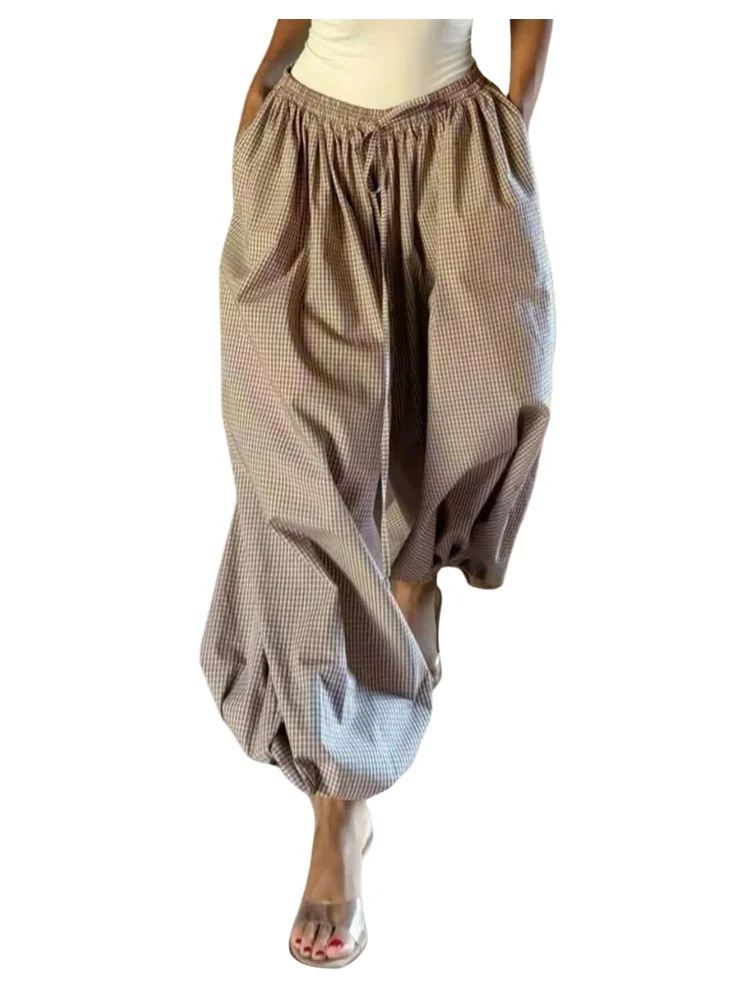MAKEMECHIC Plaid Baggy Wide Leg Pants