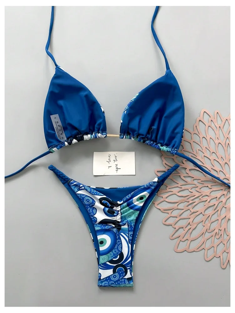 MAKEMECHIC Triangle Tie Backless Bikini Set, view 3
