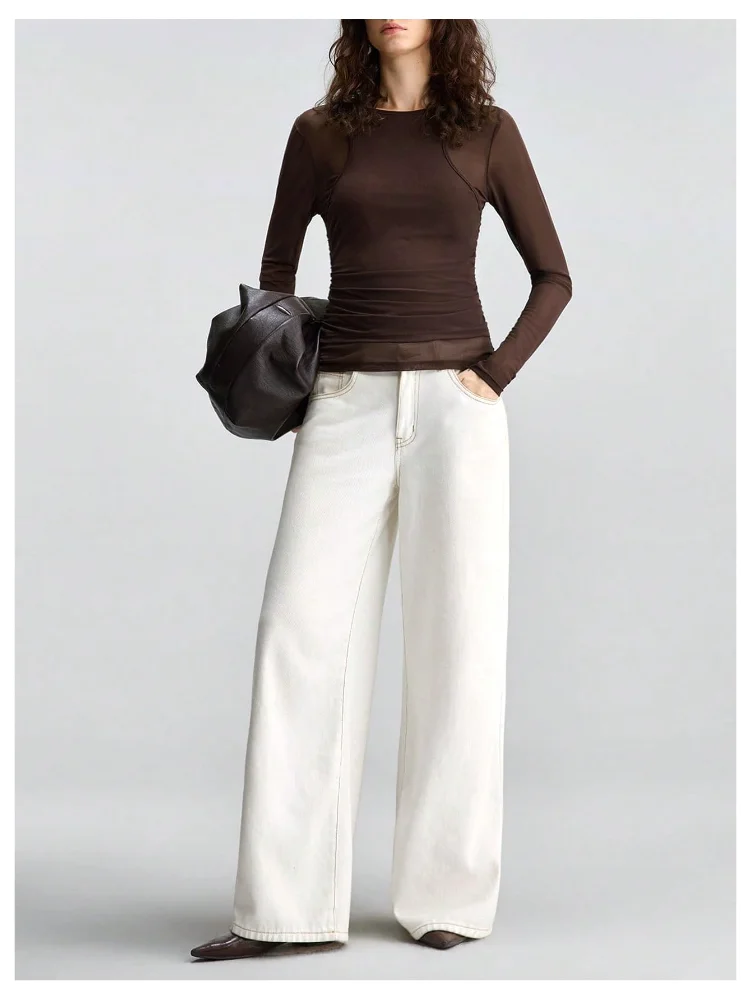 MAKEMECHIC Sheer Mesh Long Sleeve Top, view 3