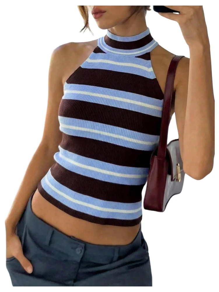 MAKEMECHIC Striped Knit Sweater Vest