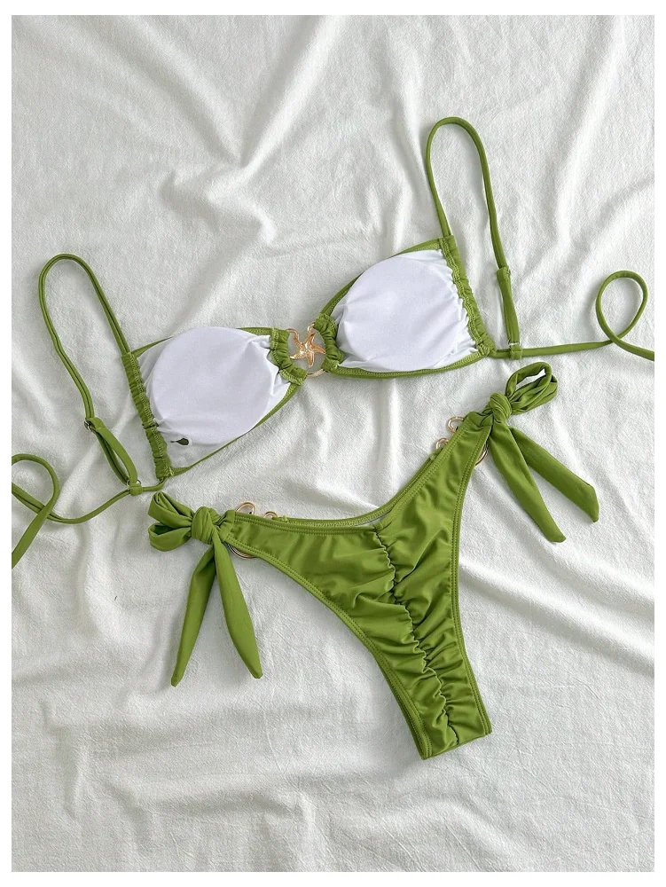 MAKEMECHIC Tie Side Ring Bikini Set, view 3
