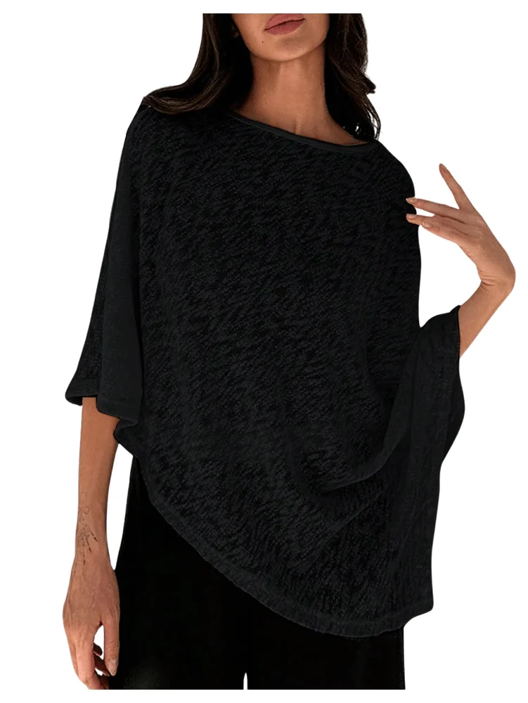 MAKEMECHIC Sheer Asymmetrical Shawl Sweater