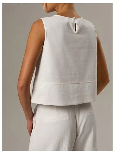 MAKEMECHIC Linen Sleeveless Tank Top, view 2