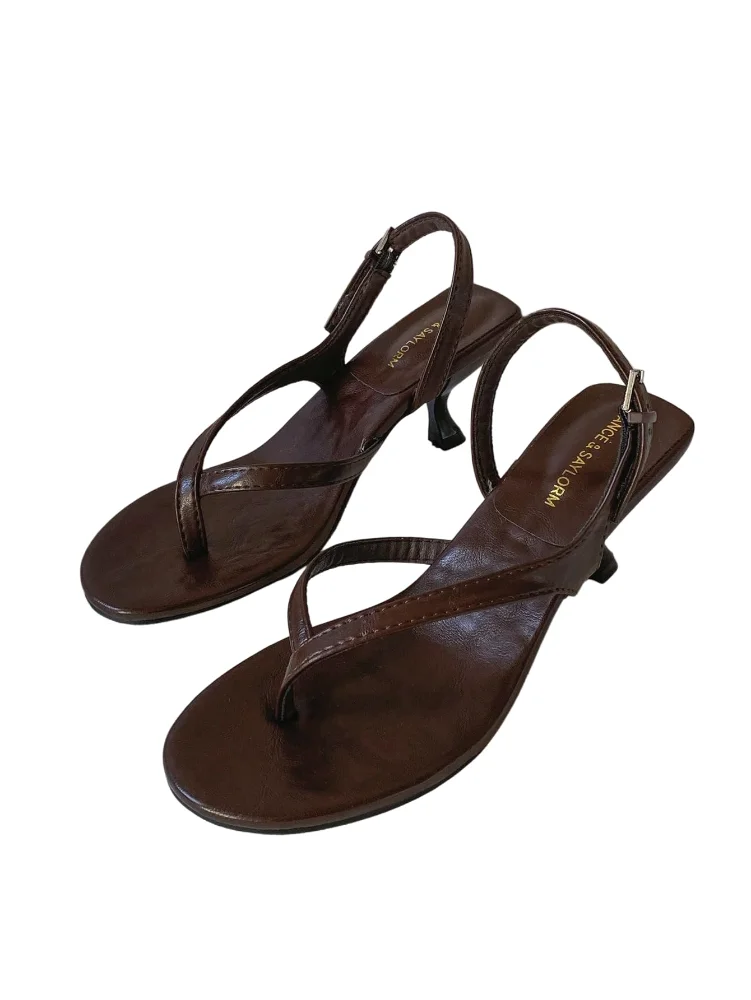 MAKEMECHIC PU Leather Low Kitten Sandals