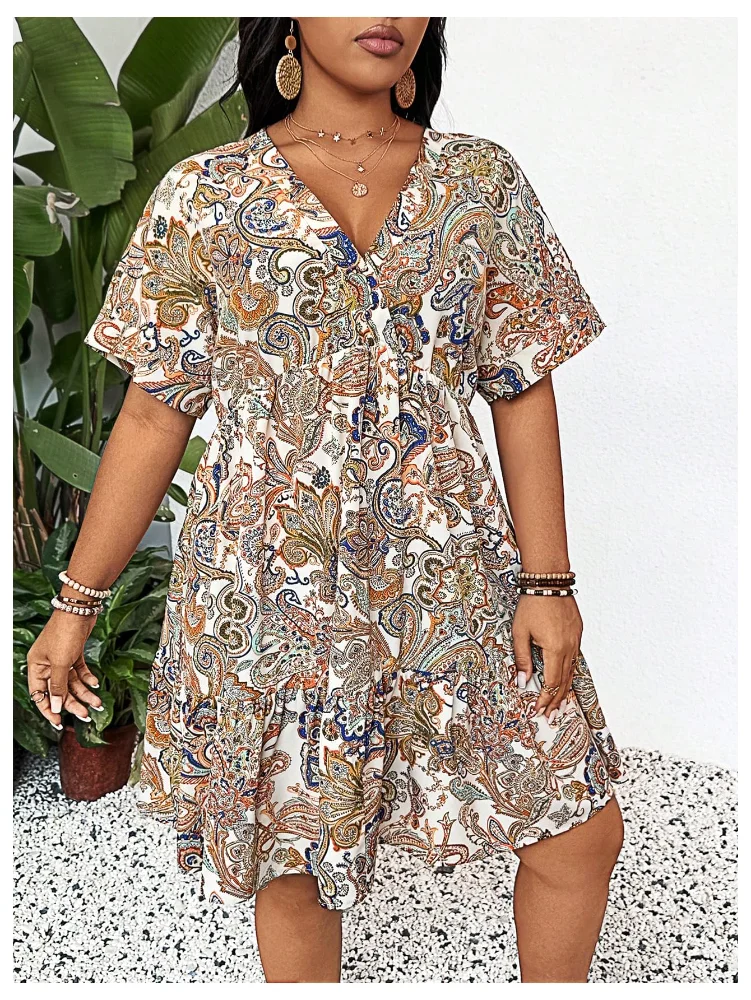 MAKEMECHIC Paisley Print Wrap Dress, view 2