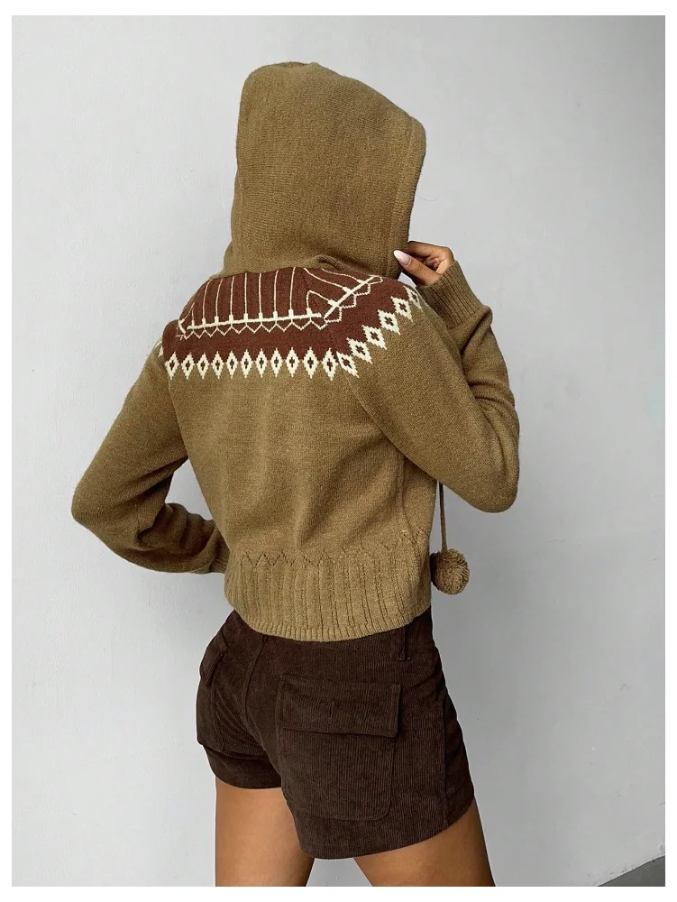 MAKEMECHIC Fair Isle Hooded Cardigan, view 3