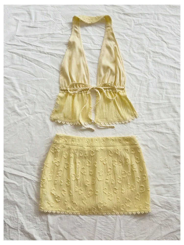 MAKEMECHIC Backless Crop Bodycon Skirt Set, view 2