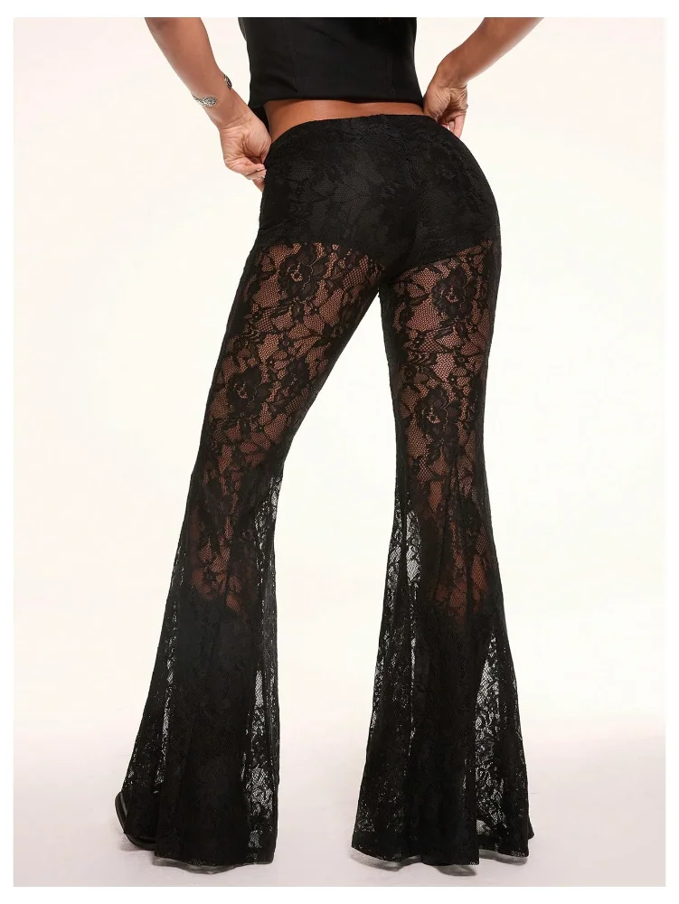 MAKEMECHIC Floral Lace Sheer Pants, view 3