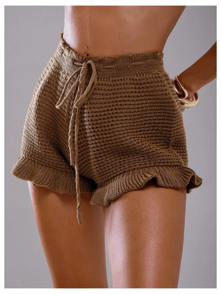 MAKEMECHIC Swim Drawstring Crochet Beach Cover-Up, view 2