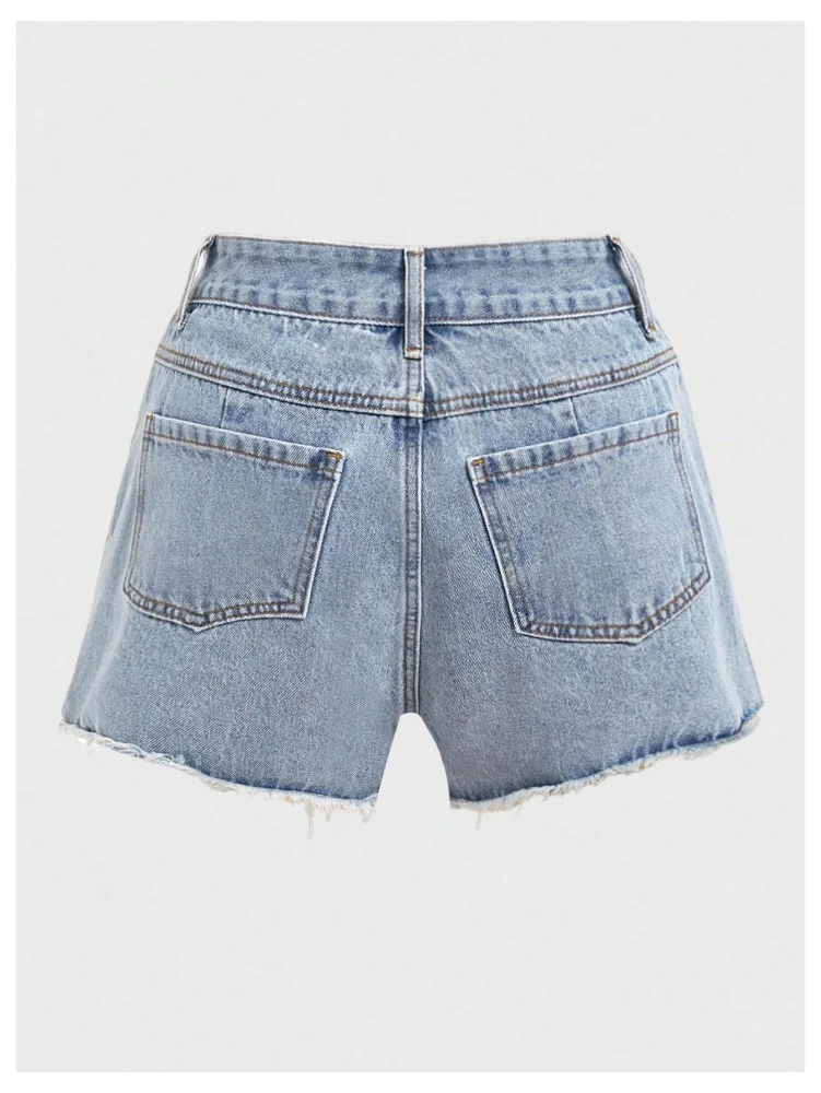 MAKEMECHIC Floral Embroidered Jean Shorts, view 2