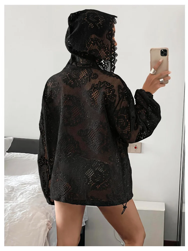 MAKEMECHIC Hollow Half Zip Hoodie, view 2