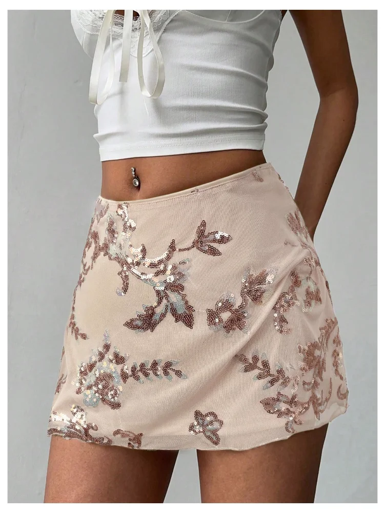MAKEMECHIC Sequin Mesh Glitter Mini Skirt, view 3