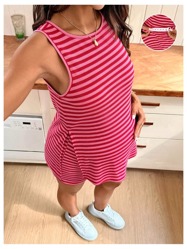 MAKEMECHIC Striped Maternity Shorts Set, view 3