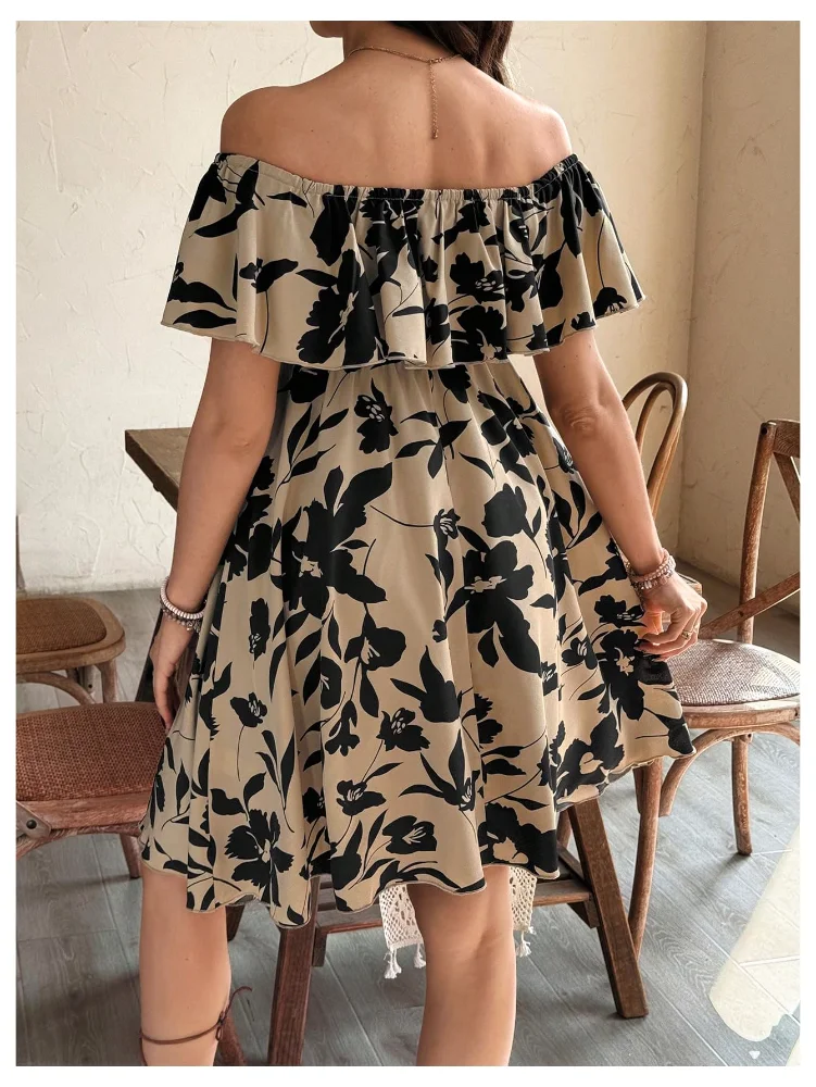 MAKEMECHIC Floral Ruffle Off The Shoulder Maternity Dress, view 2