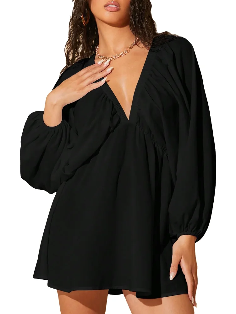 MAKEMECHIC Long Sleeve Backless V-Neck Matching Set