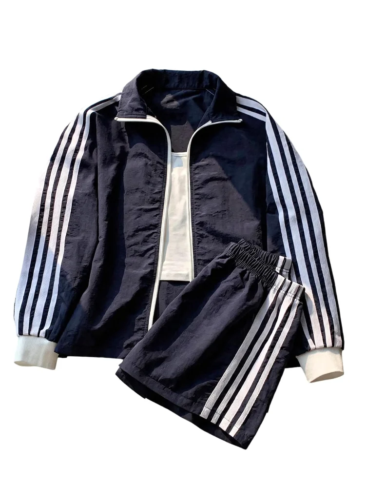 MAKEMECHIC Striped Workout Two-Piece Set