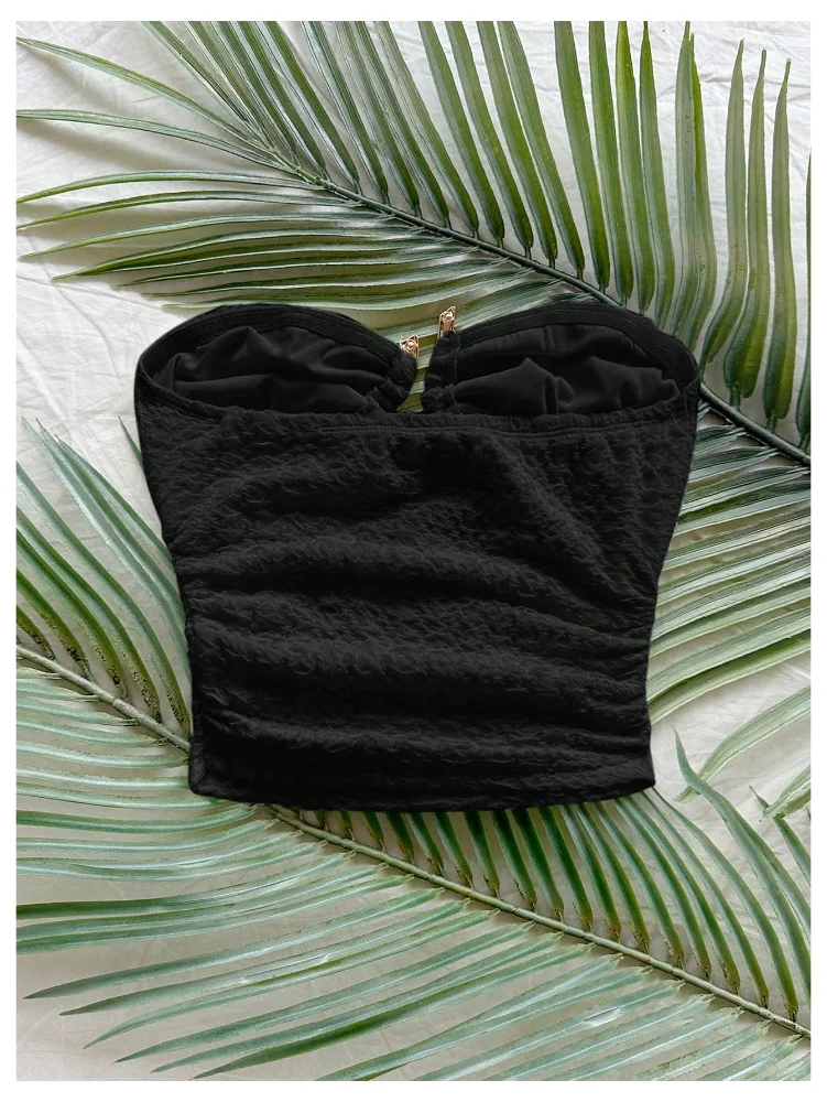MAKEMECHIC Backless Ruched Bandeau Top, view 2