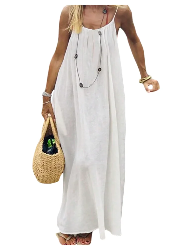 MAKEMECHIC Flowy Backless Maxi Dress