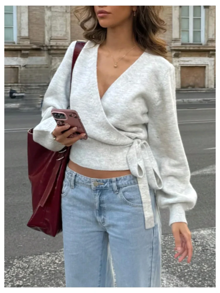 MAKEMECHIC V-Neck Long Sleeve Knit Cardigan, view 3