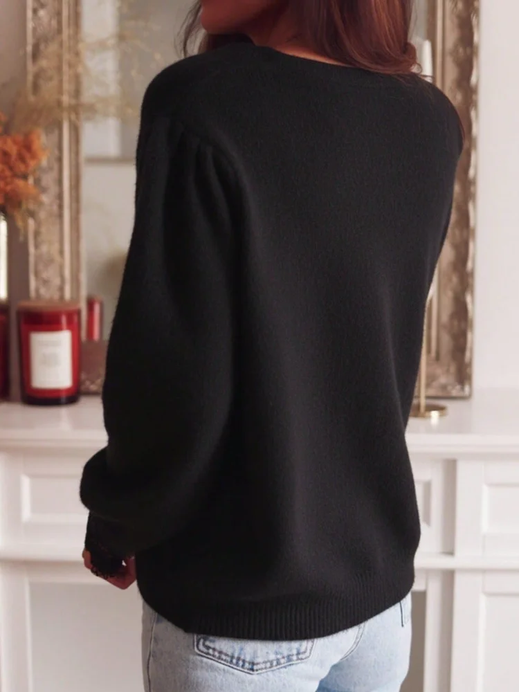 MAKEMECHIC Button Down Lace Knit Cardigan, view 2