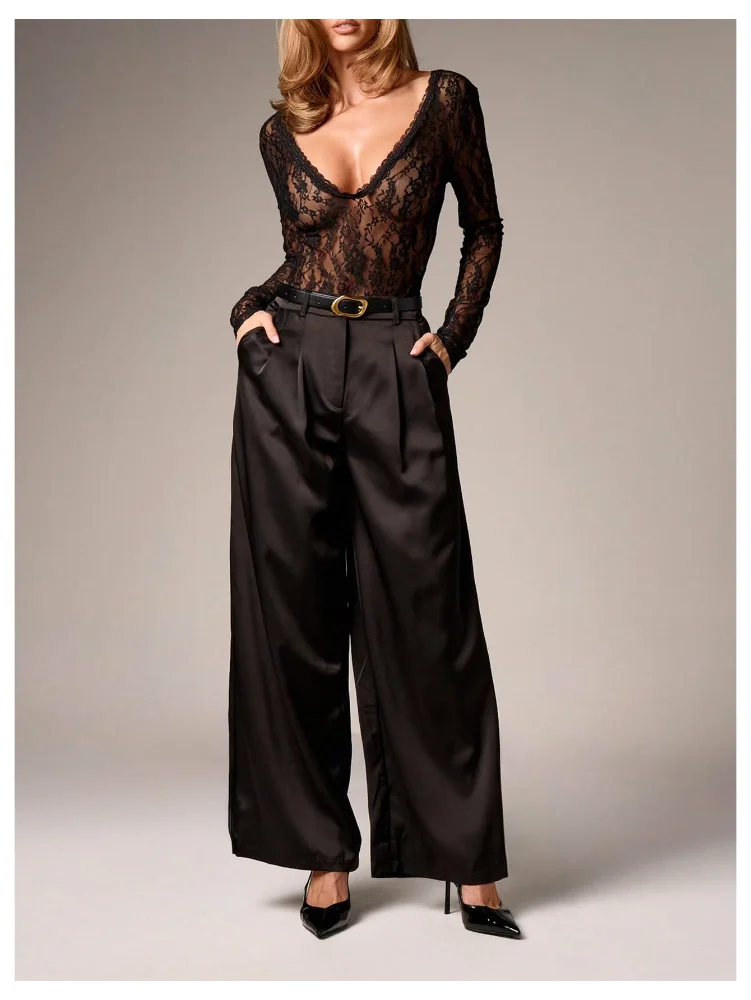 MAKEMECHIC Lace Sheer Floral Bodysuit, view 3