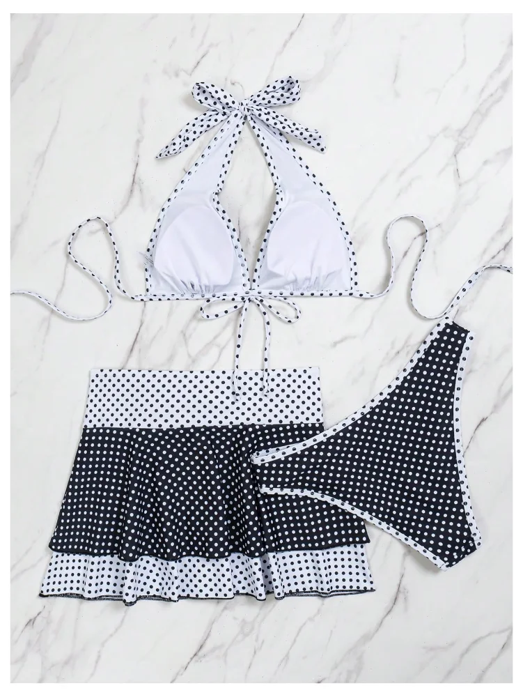 MAKEMECHIC Polka Dot Backless Bikini Set, view 2