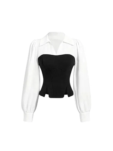 MAKEMECHIC Teacher Long Sleeve Color Block Dress