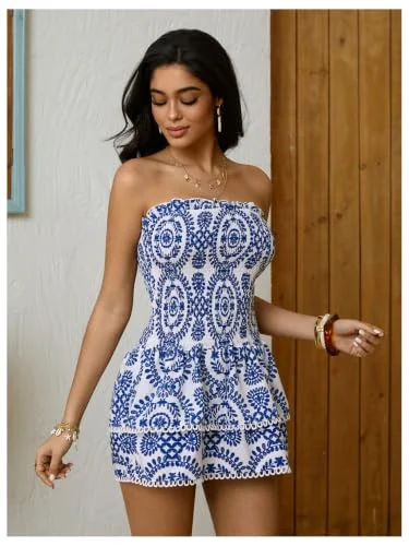 MAKEMECHIC Ruffle Strapless Shirred Mini Dress, view 3
