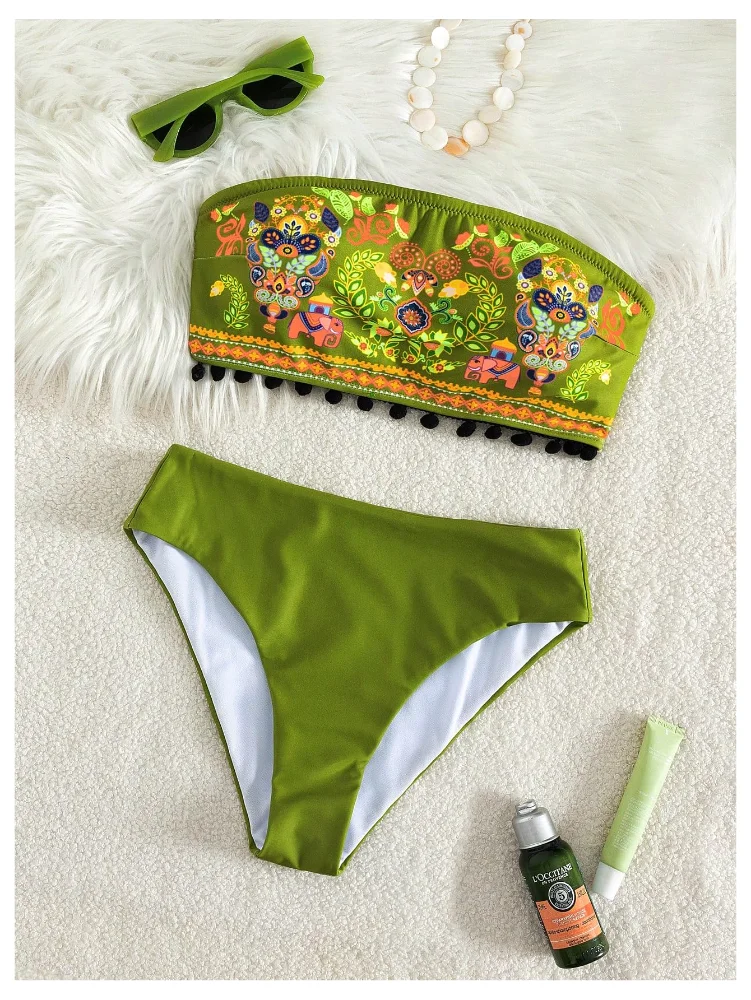 MAKEMECHIC Strapless Bandeau Mid Bikini Set, view 2