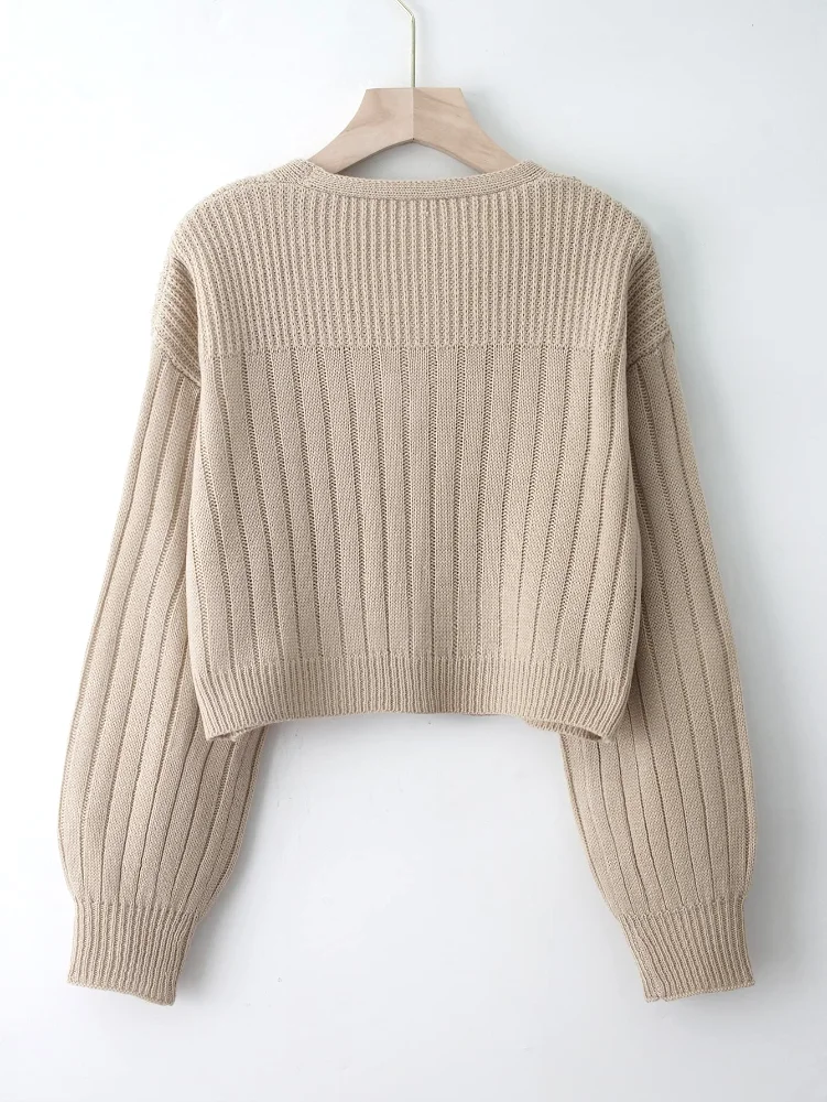 MAKEMECHIC Cropped Button Up Long Sleeve Cardigan, view 2