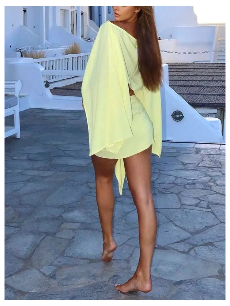 MAKEMECHIC Long Sleeve Crop Wrap Two-Piece Set, view 2