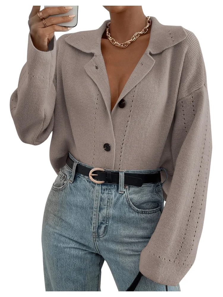 MAKEMECHIC Chunky Collared V-Neck Cardigan