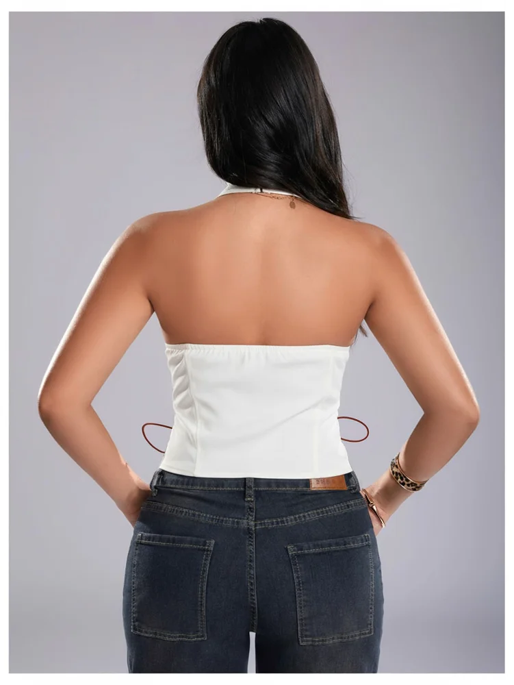 MAKEMECHIC Lace Up Crop Corset Top, view 2