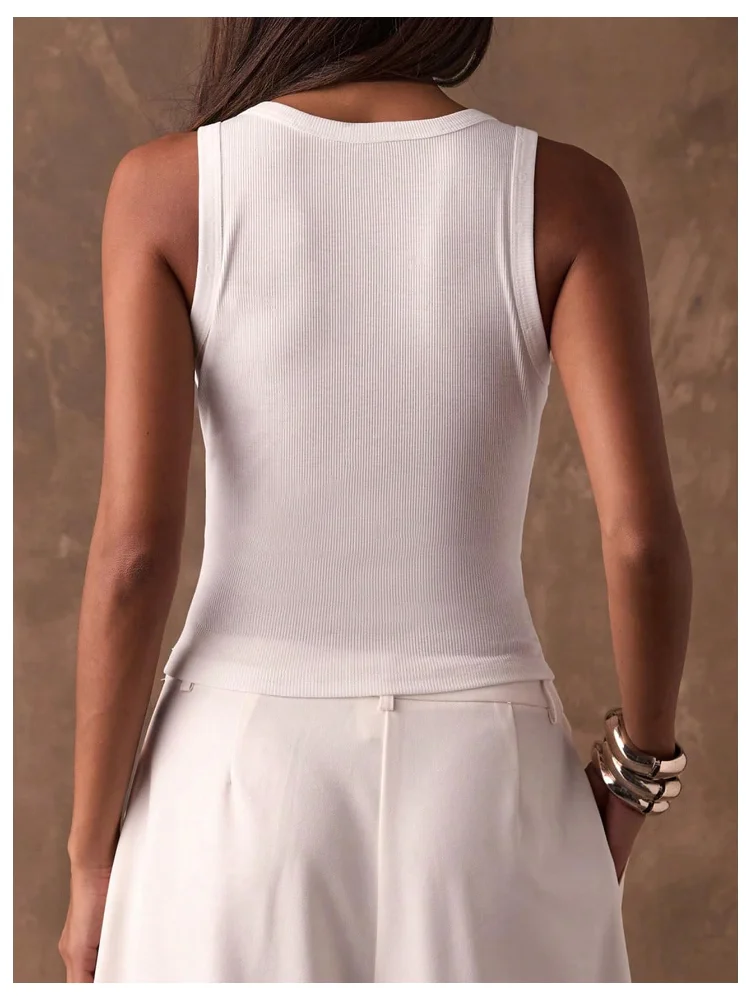MAKEMECHIC Studded Sleeveless Wide Crop Top, view 3