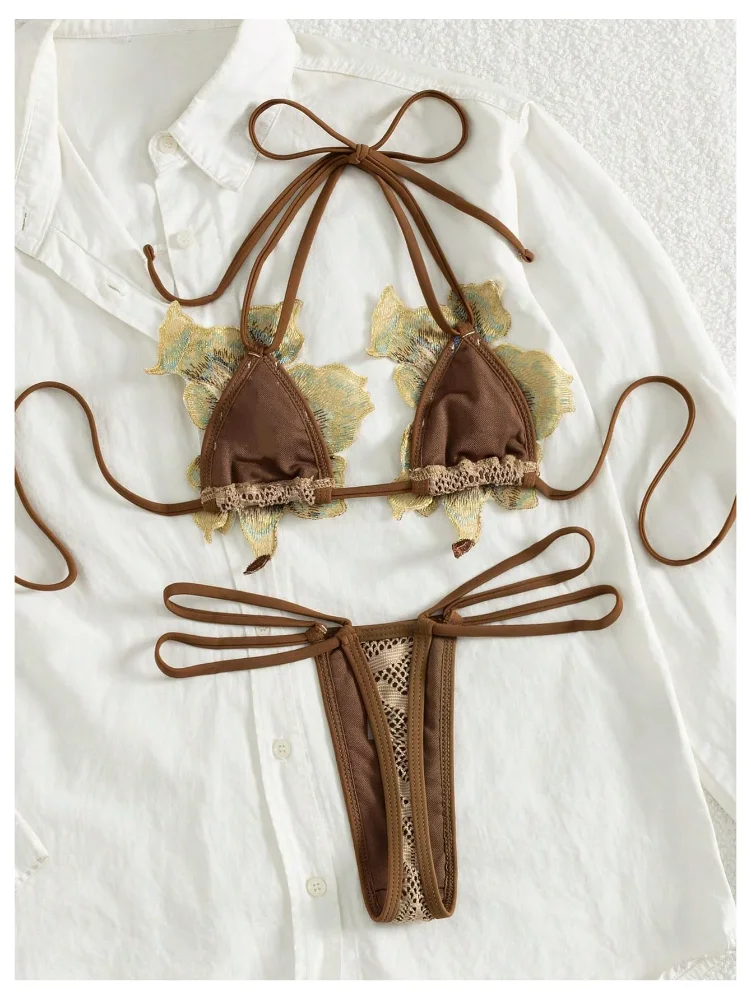 MAKEMECHIC Sequin Thong String Bikini Set, view 3