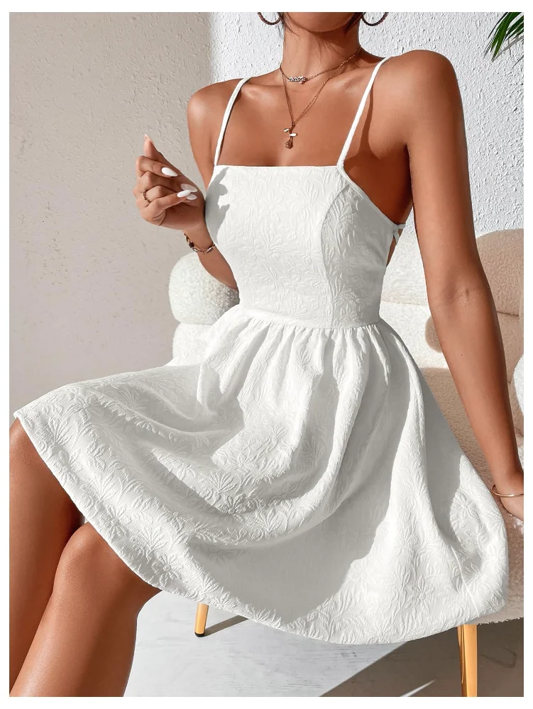MAKEMECHIC Floral Jacquard Lace Up Mini Dress, view 3